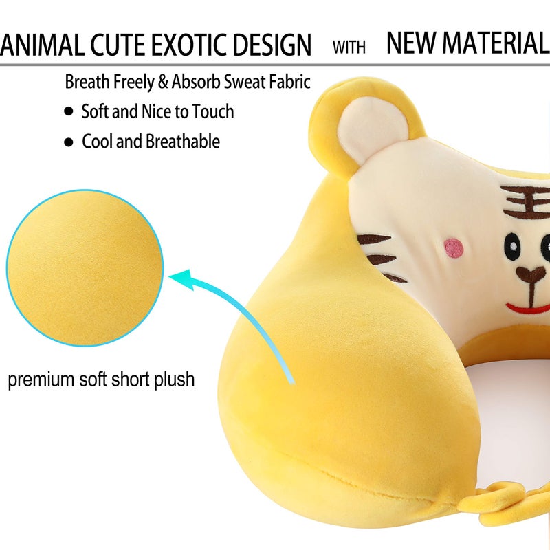 Umerci Travel Pillow, Memory Foam Neck Pillow with 360-Degree Head Support Comfortable Airplane Pillow with Storage Bag Lightweight Traveling Pillow for Sleeping, Car, Train, Bus and Home Use (Tiger) - Image 3